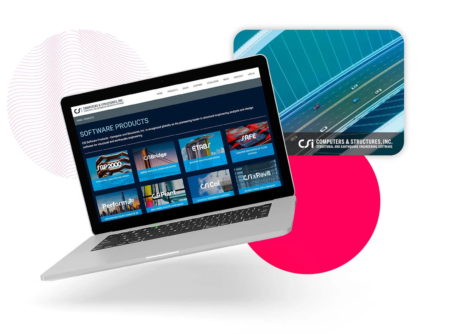 A NetSuite SuiteCommerce site we built for CSI, on a laptop